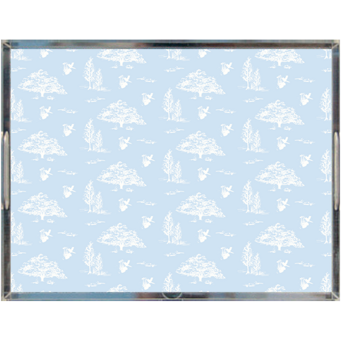 Acrylic Tray - Toile Light Blue
