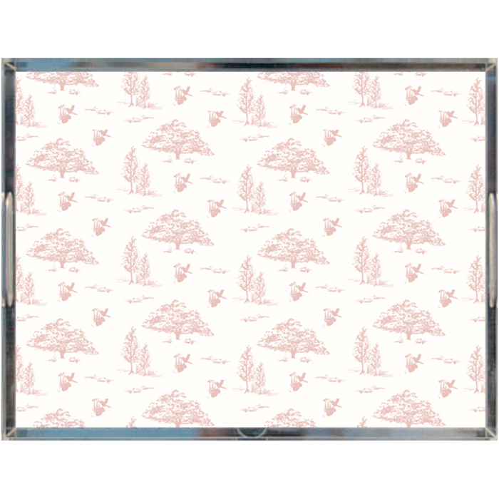 Acrylic Tray - Toile Pink