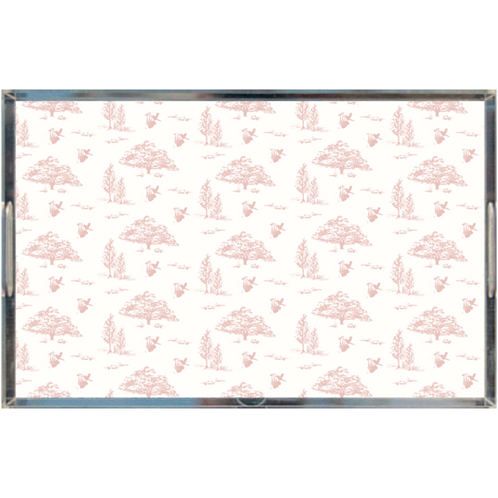 Acrylic Tray - Toile Pink