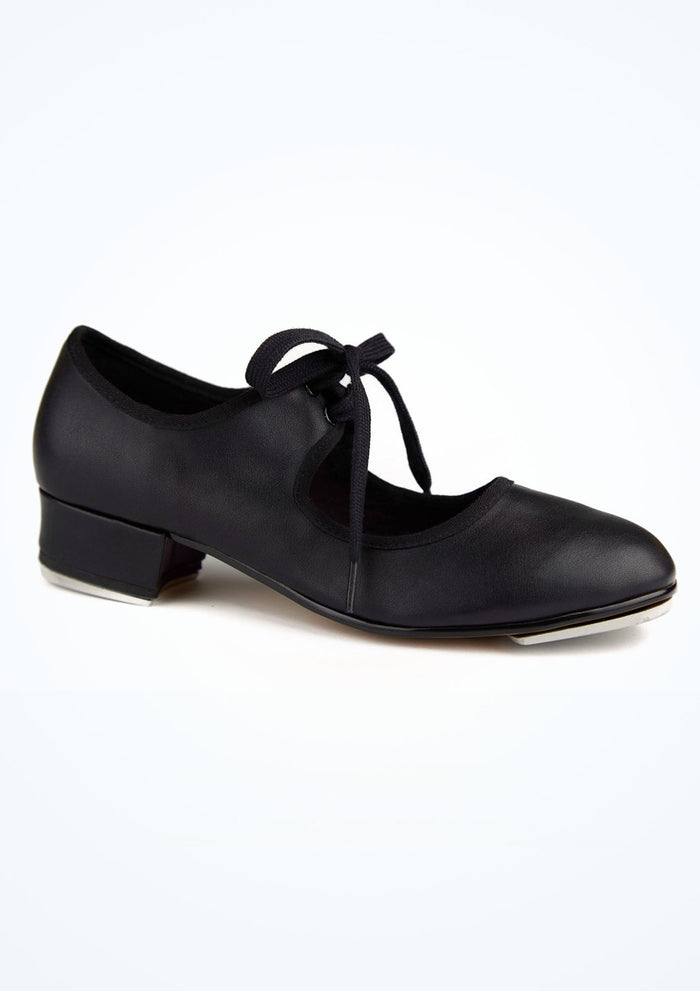 Alegra Black Basic Tie Front Tap Shoe