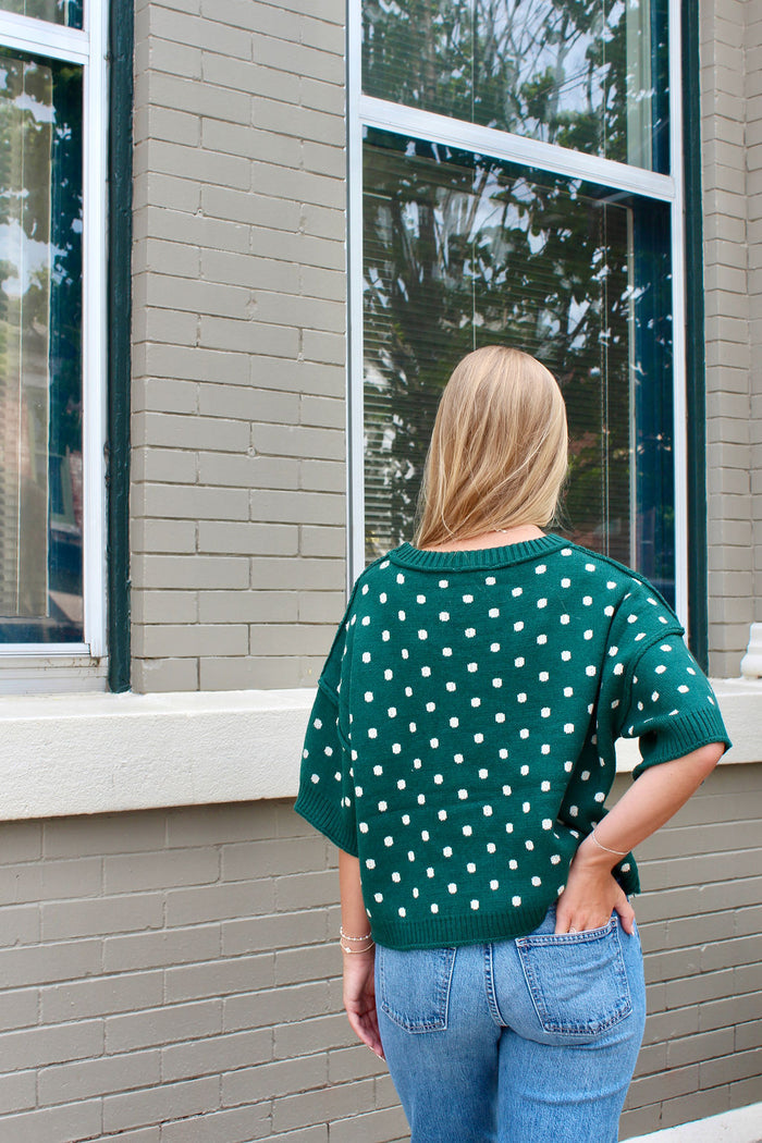 Alice Polka Dot Sweater Top - H. Green