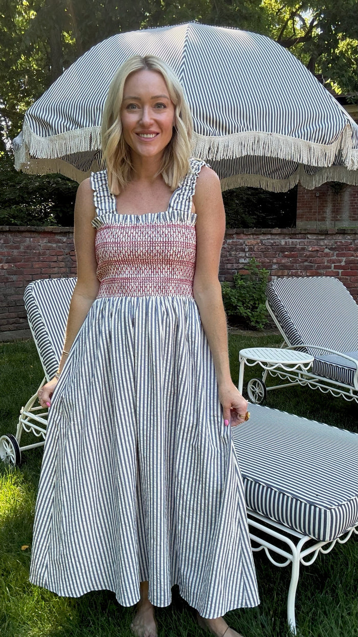 Americana Smocked Stripe Dress