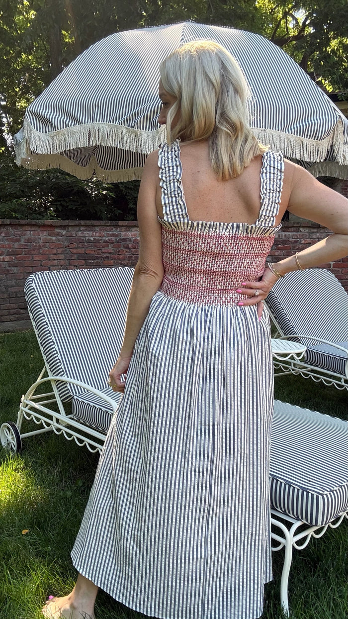 Americana Smocked Stripe Dress