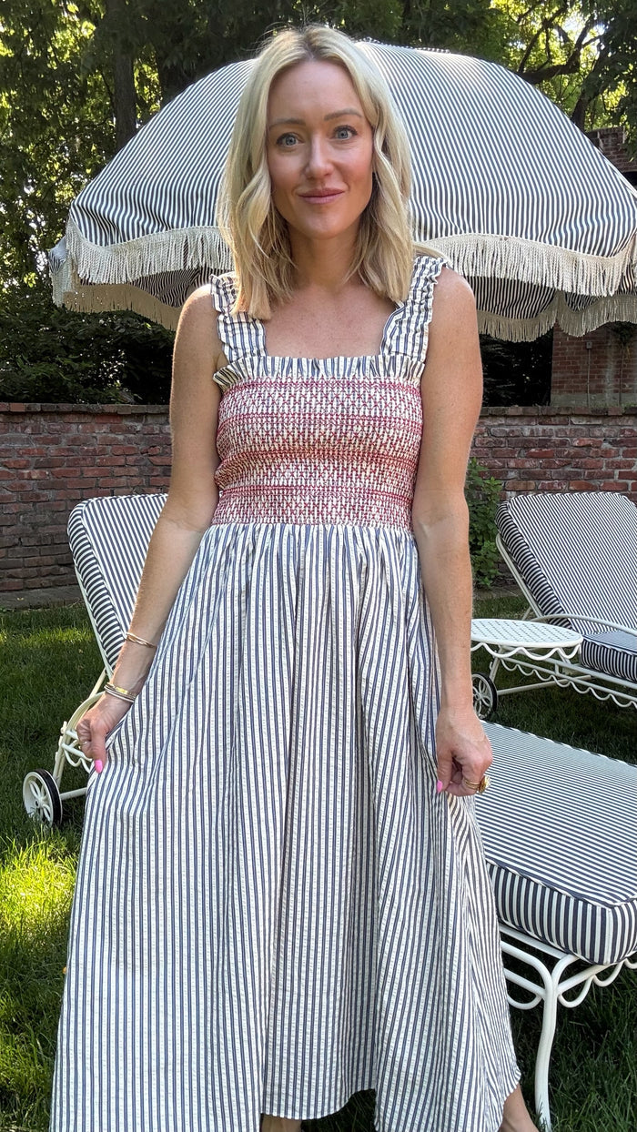 Americana Smocked Stripe Dress