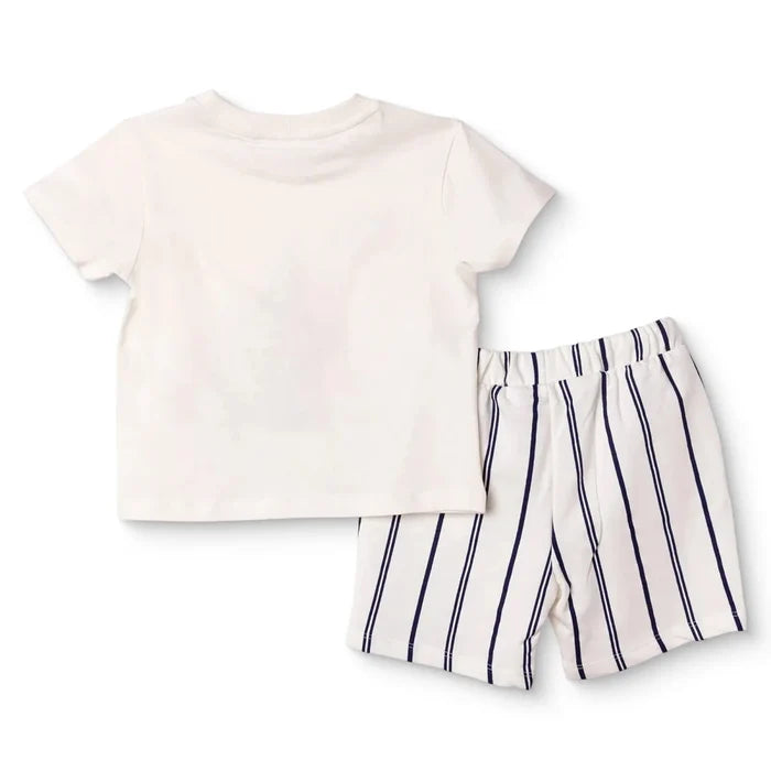 Baby Boy T-shirt & Shorts Set Nautical Print Crew Neck - White White - ebebek