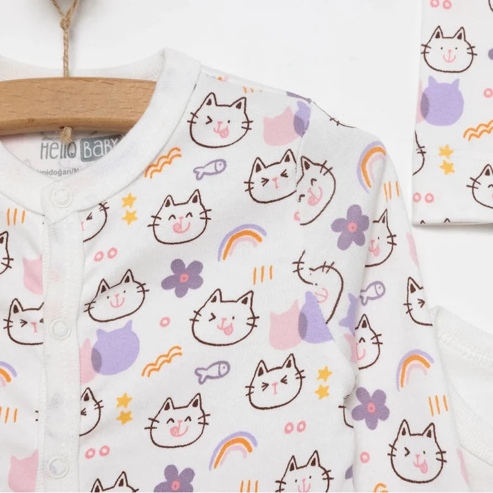 Baby Girl Sleepsuit Bodysuit & Hat Set - Ecru Ecru - ebebek