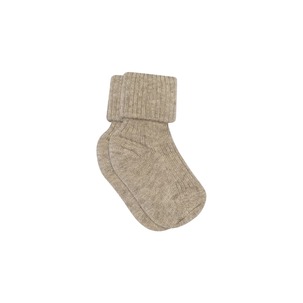Baby Socks Rib Cotton Light Brown Melange