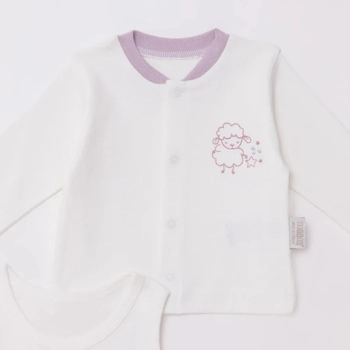 Bebbek Girls 10pc Newborn Set Animal with Poppers V - Neck Long Leg Long Sleeve - Ecru Ecru - ebebek