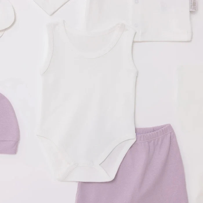 Bebbek Girls 10pc Newborn Set Animal with Poppers V - Neck Long Leg Long Sleeve - Ecru Ecru - ebebek