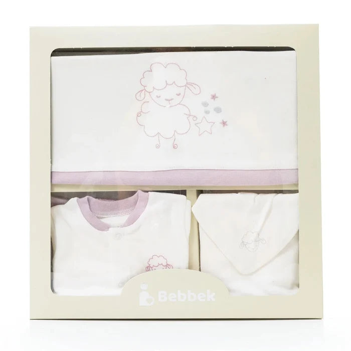 Bebbek Girls 10pc Newborn Set Animal with Poppers V - Neck Long Leg Long Sleeve - Ecru Ecru - ebebek