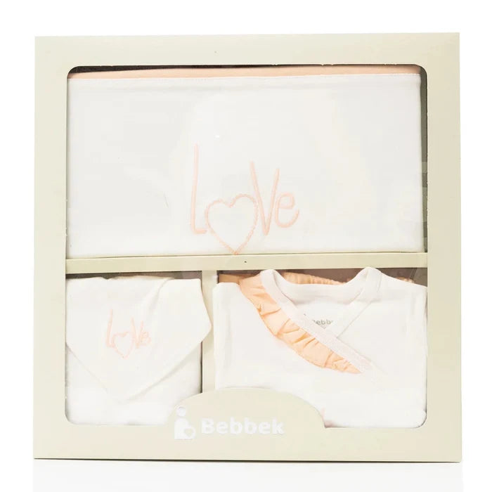 Bebbek Girls 10pc Newborn Set Heart with Poppers V - Neck Long Leg Long Sleeve - Ecru Ecru - ebebek