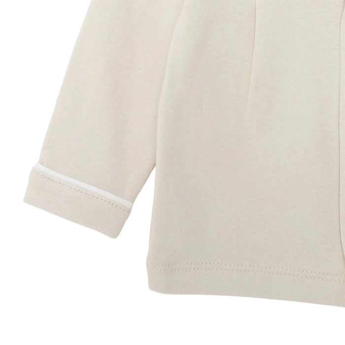 Bebetto Boys Cardigan & Footed Trousers Set Snap Fastening Little Boss Shirt Collar Full Length Long - Beige Beige - ebebek