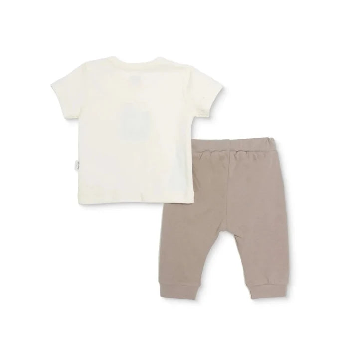 Bebetto Boys T-shirt & Footless Bottom Set Animal Print Baby Carrot Crew Neck Full Length Short Slee - Brown Brown - ebebek