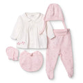 Bebetto Girls 5 - Piece Newborn Hospital Set Buttoned Flower Garden Crew Neck Full Length Long Sleeve - Pink Pink - ebebek