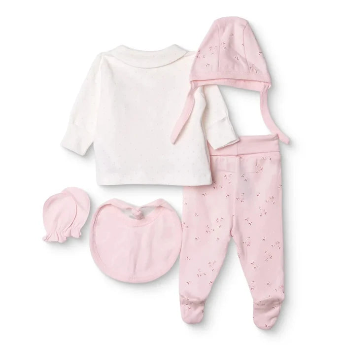 Bebetto Girls 5 - Piece Newborn Hospital Set Buttoned Flower Garden Crew Neck Full Length Long Sleeve - Pink Pink - ebebek