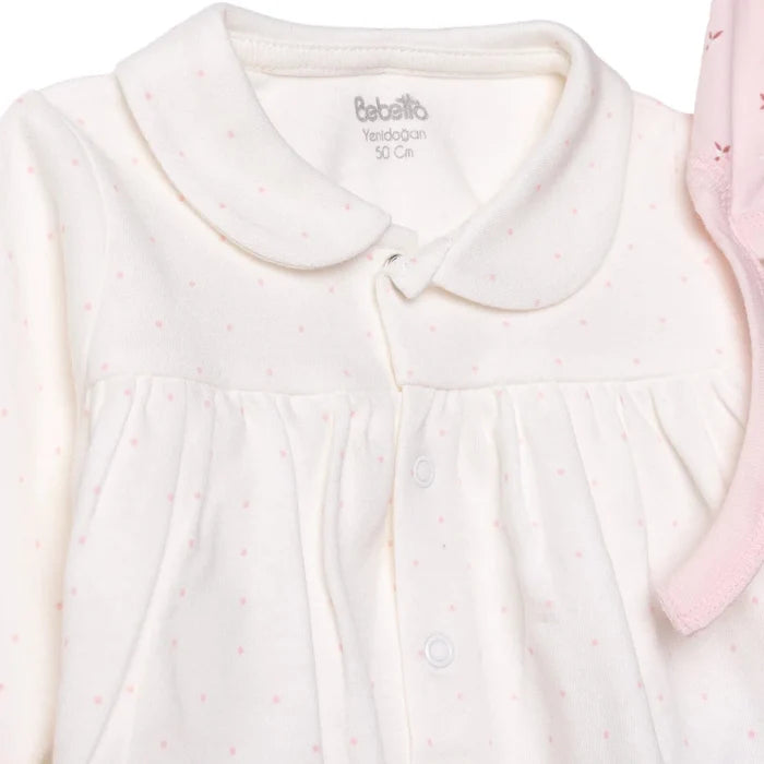 Bebetto Girls 5 - Piece Newborn Hospital Set Buttoned Flower Garden Crew Neck Full Length Long Sleeve - Pink Pink - ebebek