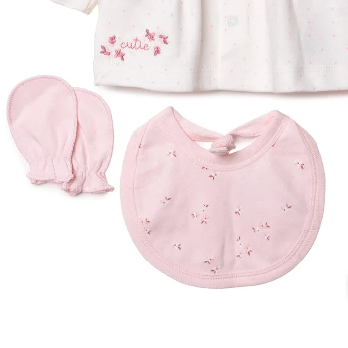 Bebetto Girls 5 - Piece Newborn Hospital Set Buttoned Flower Garden Crew Neck Full Length Long Sleeve - Pink Pink - ebebek