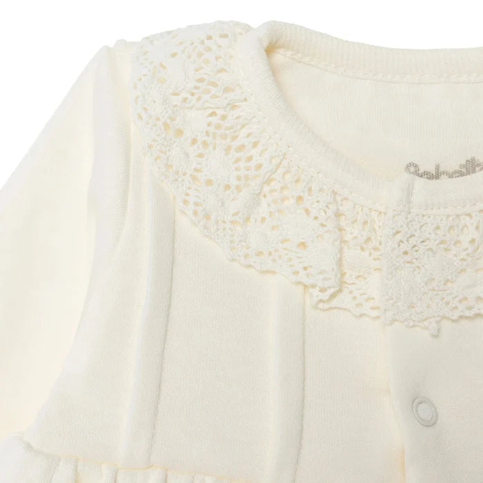 Bebetto Girls 5 - Piece Newborn Hospital Set Snap Fastening Ceremony Frill Neck Full Length Long Sleev - Ecru Ecru - ebebek