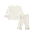 Bebetto Girls Cardigan & Footless Bottom Set Snap Fastening Ceremony Crew Neck Full Length Long Slee - Ecru Ecru - ebebek