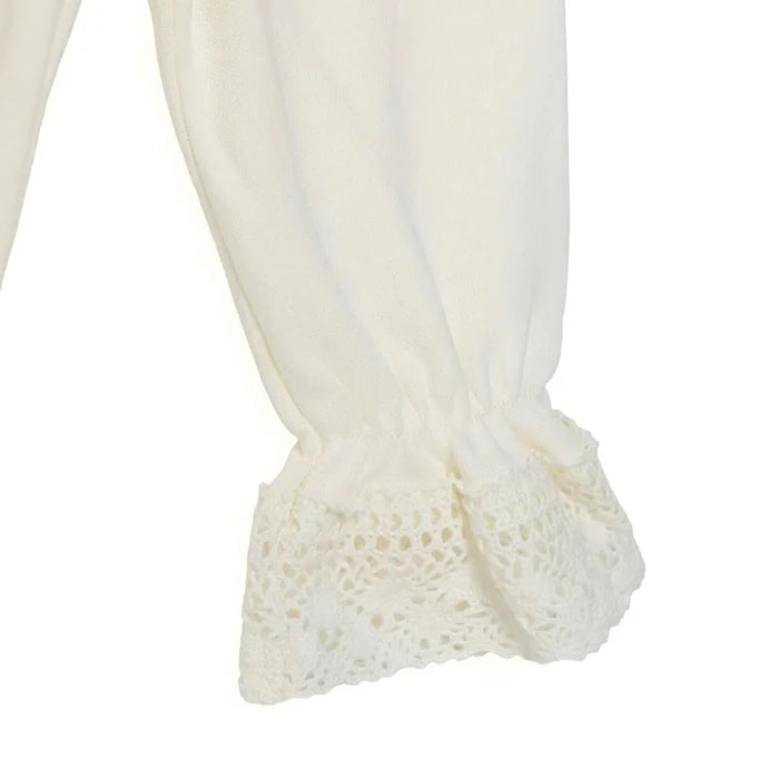 Bebetto Girls Cardigan & Footless Bottom Set Snap Fastening Ceremony Crew Neck Full Length Long Slee - Ecru Ecru - ebebek