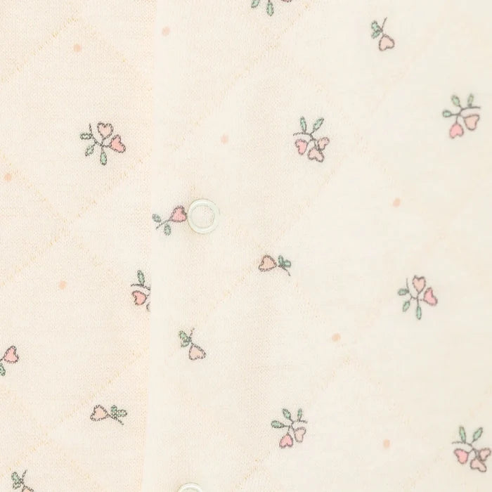 Bebetto Girls Footed Sleepsuit Floral Print Snap Fastening Petite Fleurs Frill Neck Full Length Long - Ecru Ecru - ebebek