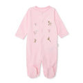 Bebetto Girls Footed Sleepsuit Snap Fastening Loves You Crew Neck Full Length Long Sleeve - Pink Pink - ebebek