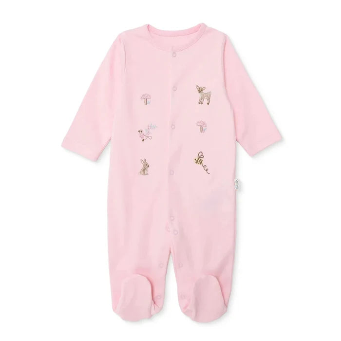 Bebetto Girls Footed Sleepsuit Snap Fastening Loves You Crew Neck Full Length Long Sleeve - Pink Pink - ebebek