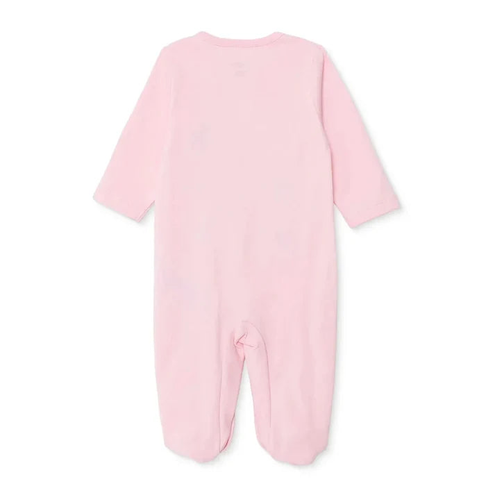 Bebetto Girls Footed Sleepsuit Snap Fastening Loves You Crew Neck Full Length Long Sleeve - Pink Pink - ebebek