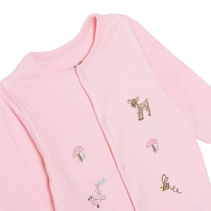 Bebetto Girls Footed Sleepsuit Snap Fastening Loves You Crew Neck Full Length Long Sleeve - Pink Pink - ebebek