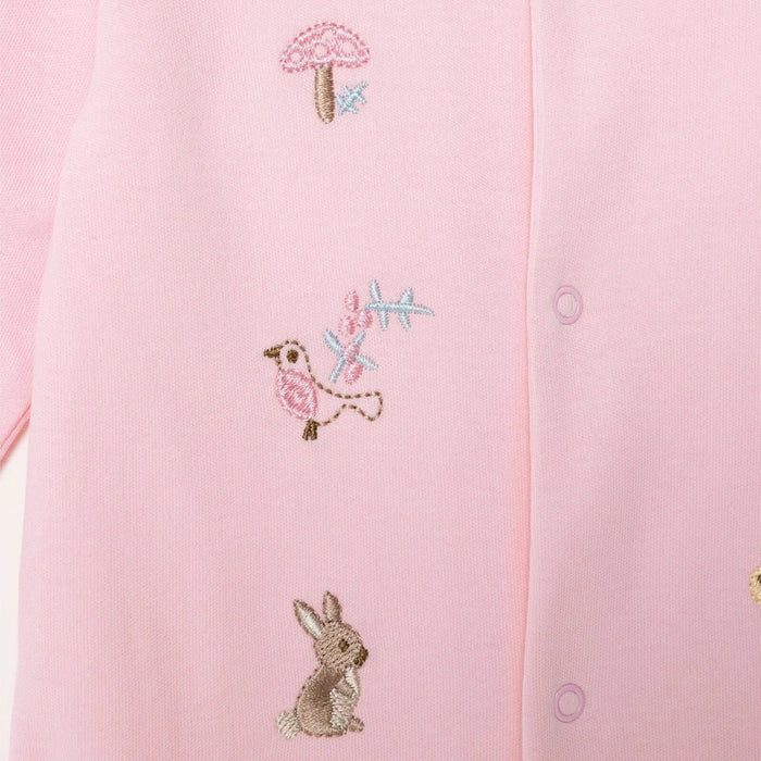 Bebetto Girls Footed Sleepsuit Snap Fastening Loves You Crew Neck Full Length Long Sleeve - Pink Pink - ebebek