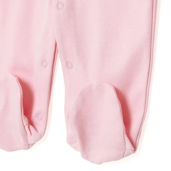 Bebetto Girls Footed Sleepsuit Snap Fastening Loves You Crew Neck Full Length Long Sleeve - Pink Pink - ebebek