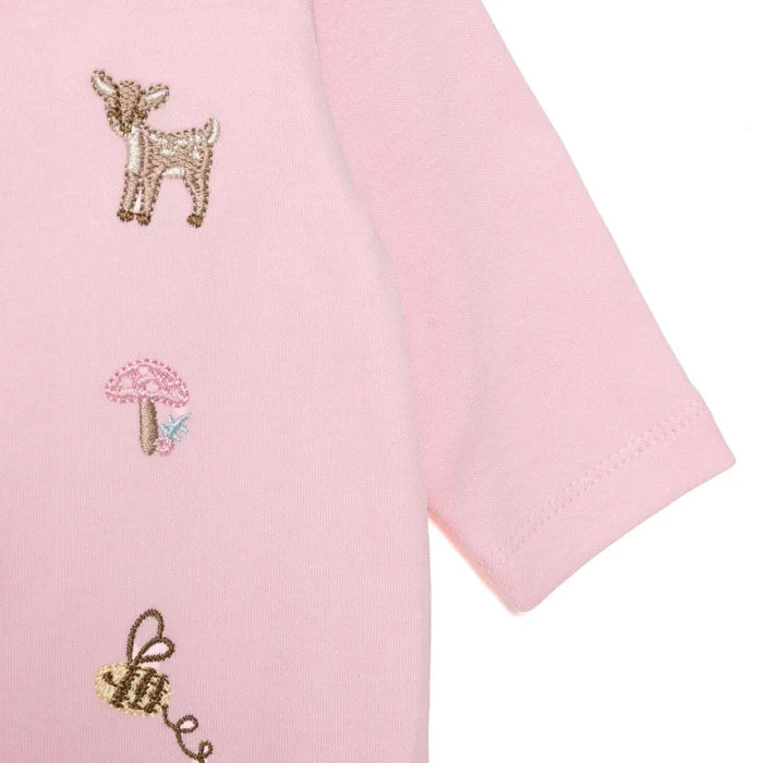 Bebetto Girls Footed Sleepsuit Snap Fastening Loves You Crew Neck Full Length Long Sleeve - Pink Pink - ebebek