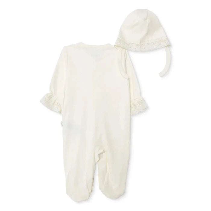 Bebetto Girls Sleepsuit & Hat Set Snap Fastening Ceremony Frill Neck Full Length Long Sleeve - Ecru Ecru - ebebek