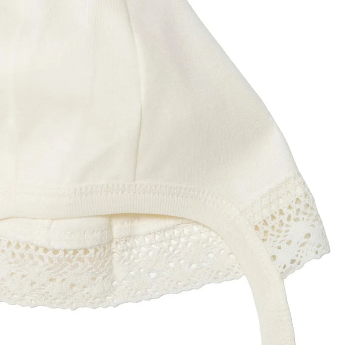 Bebetto Girls Sleepsuit & Hat Set Snap Fastening Ceremony Frill Neck Full Length Long Sleeve - Ecru Ecru - ebebek