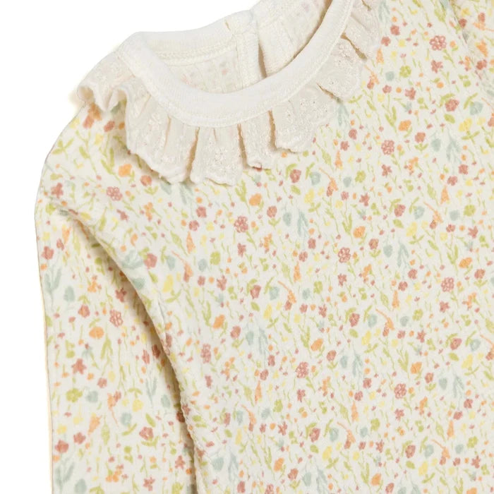 Bebetto Girls Sweatshirt & Footless Bottom Set Floral Print House Of Birds Frill Neck Full Length Lo - Salmon Salmon - ebebek