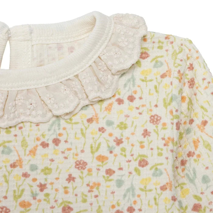 Bebetto Girls Sweatshirt & Footless Bottom Set Floral Print House Of Birds Frill Neck Full Length Lo - Salmon Salmon - ebebek