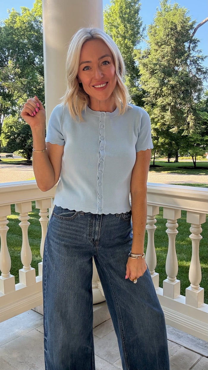 Bev Scalloped Short Sleeve Cardigan
