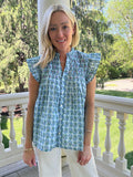 Boden Print Flutter Sleeve Top