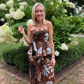 Brea Botanical Print Strapless Peplum Top