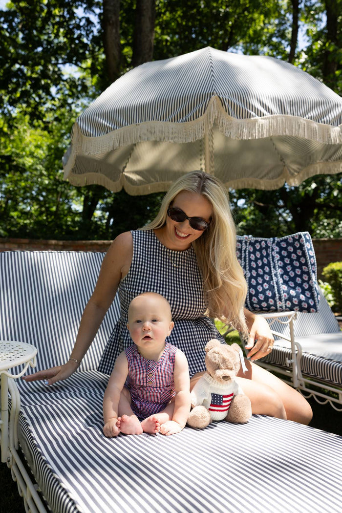 Brooks Gingham Peplum Top - Navy