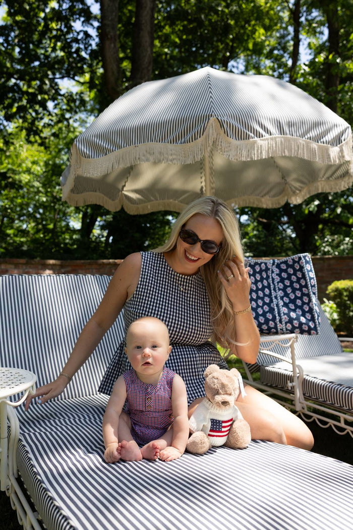 Brooks Gingham Peplum Top - Navy