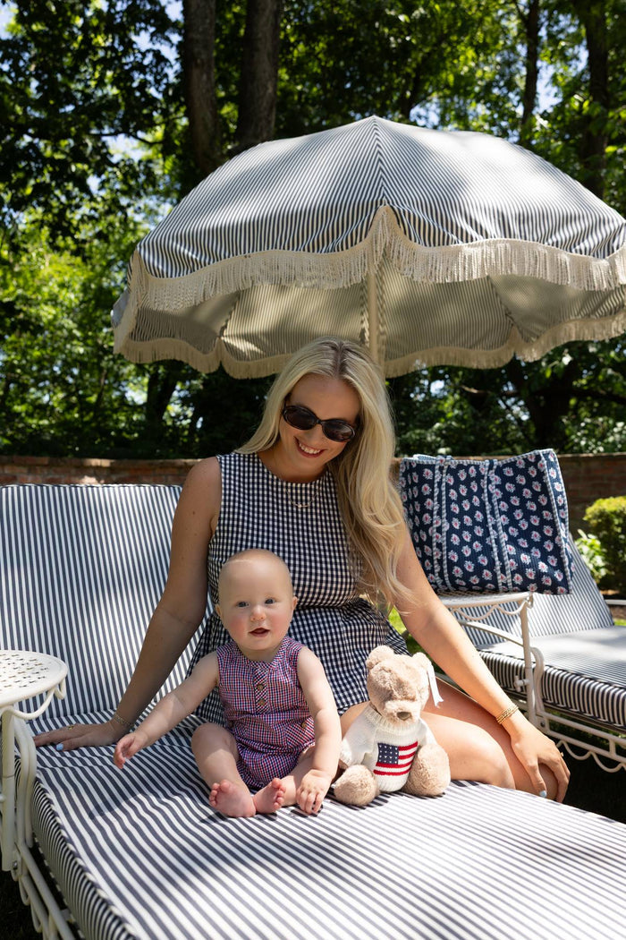 Brooks Gingham Peplum Top - Navy