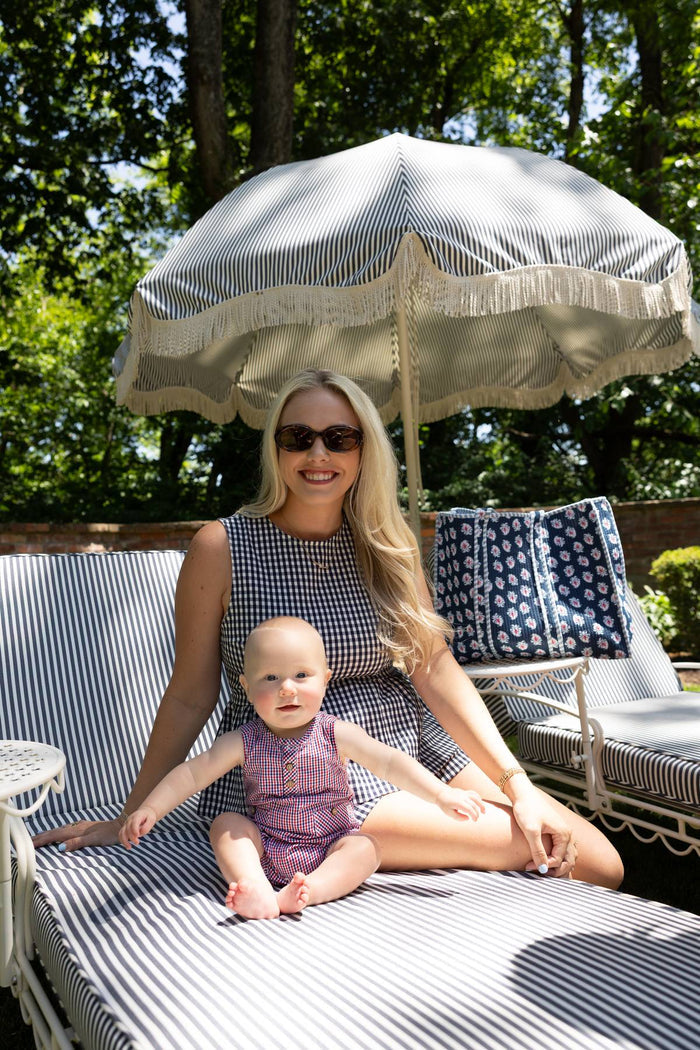 Brooks Gingham Peplum Top - Navy