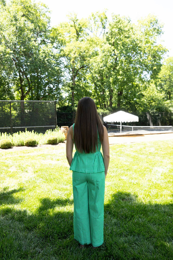 Brooks Gingham Striaght Leg Pants - Green