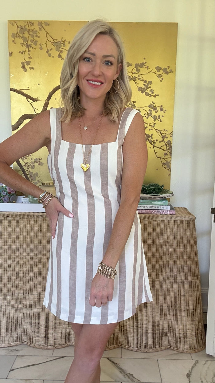 Callie Stripe Dress - Brown