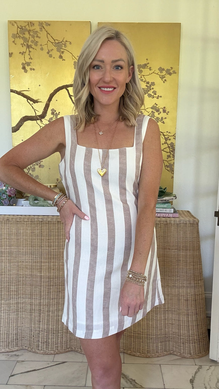 Callie Stripe Dress - Brown