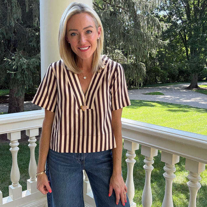 Carly Chestnut Stripe Top