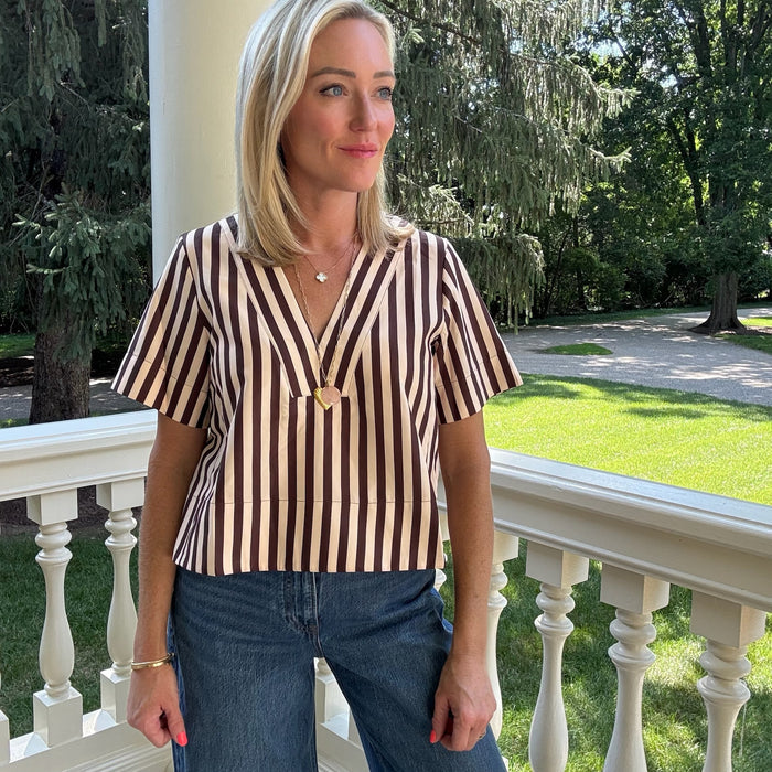 Carly Chestnut Stripe Top