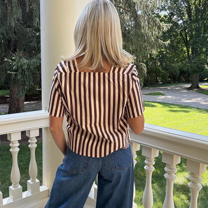 Carly Chestnut Stripe Top