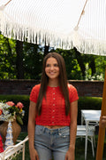 Cate Crochet Knit Cardigan Top